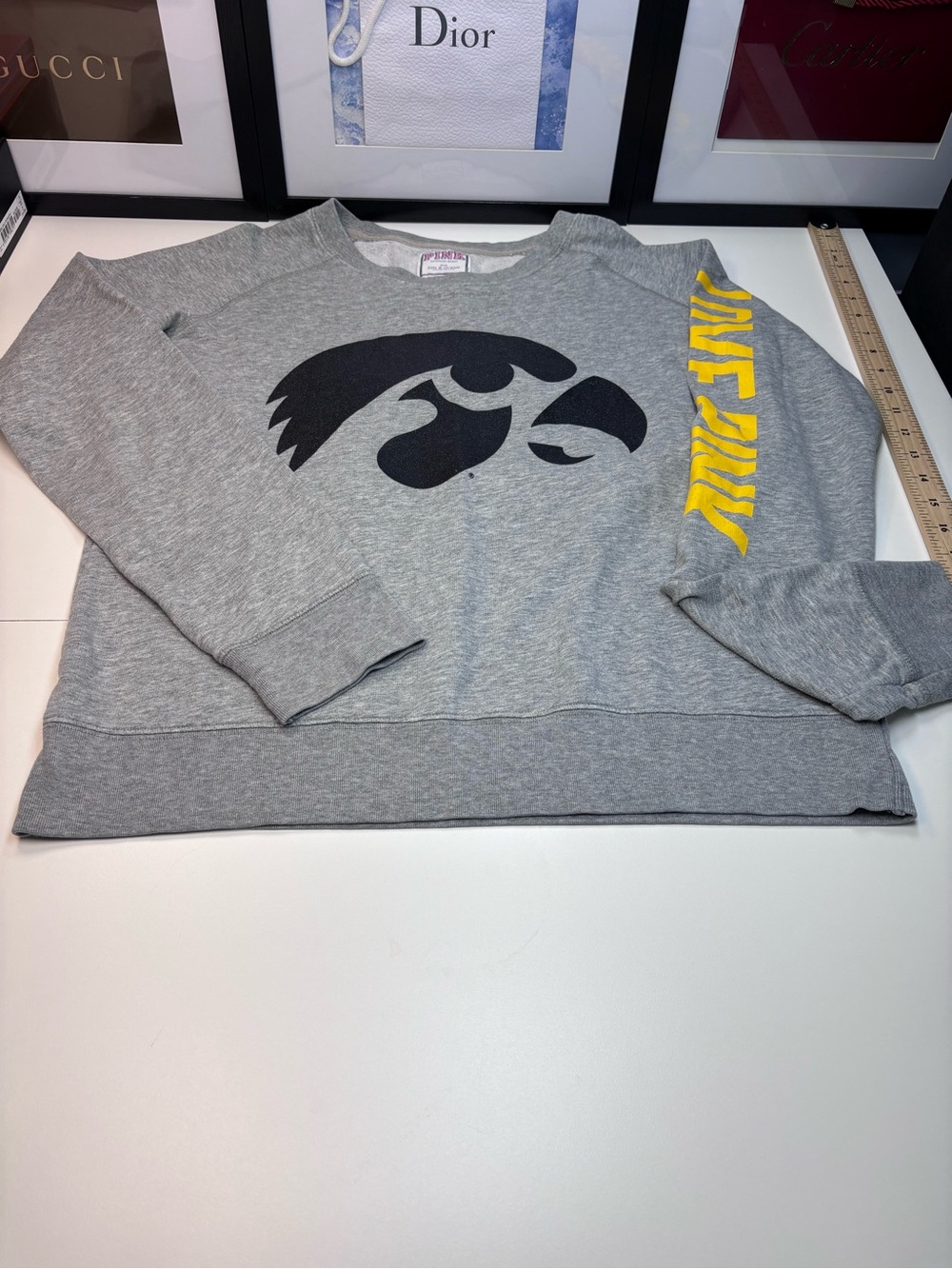 PINK Victoria's Secret Gray Crewneck with Black Iowa Hawkeye Logo Size M
